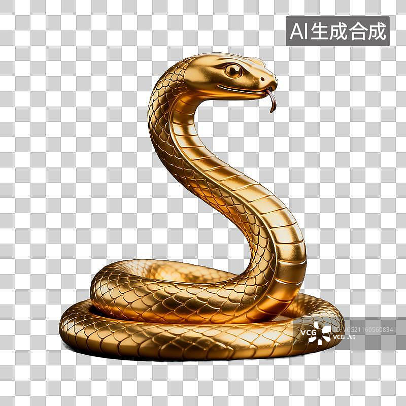 【AI数字艺术】十二生肖 金色蛇形雕塑图片素材
