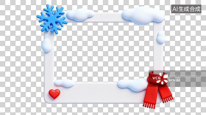 【AI数字艺术】3D 冬季雪景相框创意设计素材图片素材