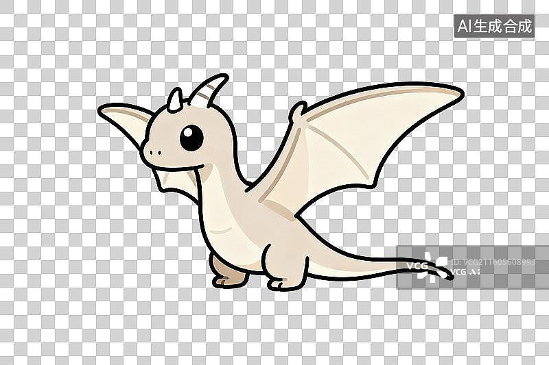 【AI数字艺术】卡通风格，一只灰色的小火龙PNG格式的免扣元素图片素材