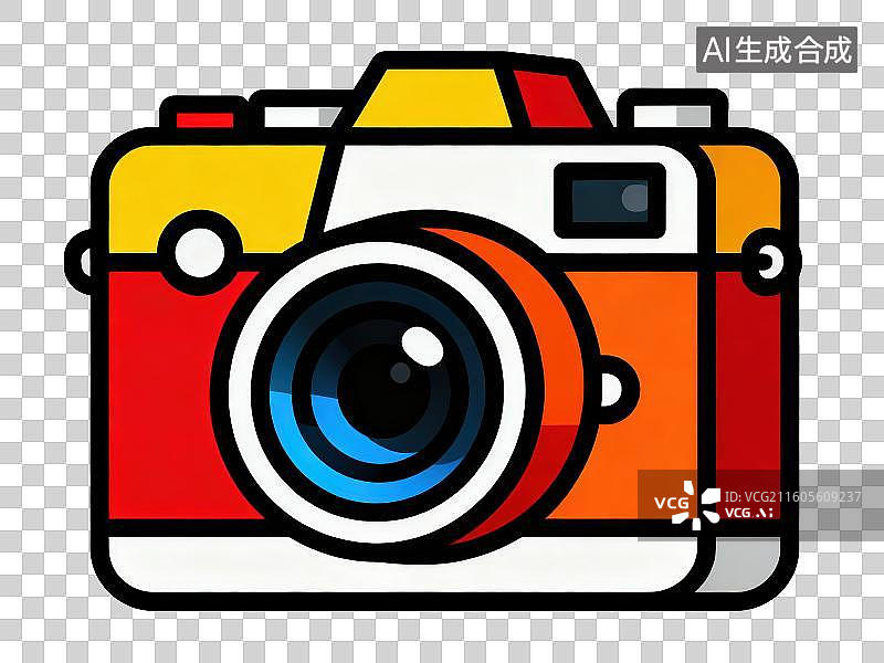 【AI数字艺术】3D渲染免抠图形元素卡通线条画单反相机微单相机图案图片素材