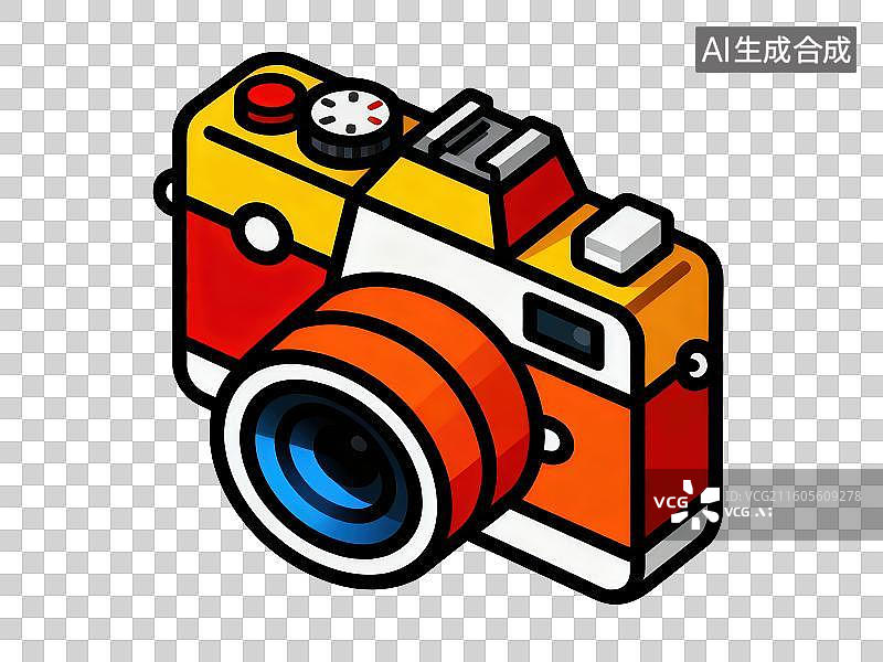 【AI数字艺术】3D渲染免抠图形元素卡通线条画单反相机微单相机图案图片素材