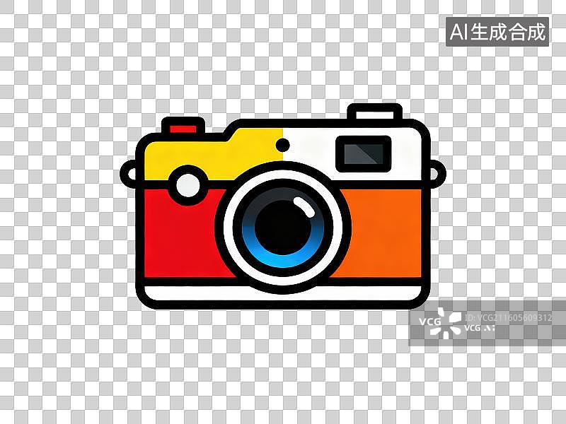 【AI数字艺术】3D渲染免抠图形元素卡通线条画单反相机微单相机图案图片素材