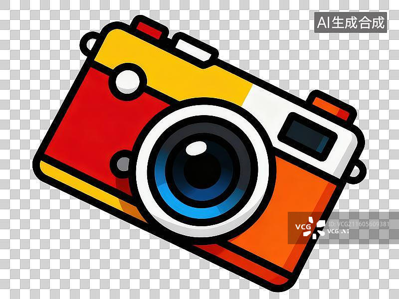 【AI数字艺术】3D渲染免抠图形元素卡通线条画单反相机微单相机图案图片素材