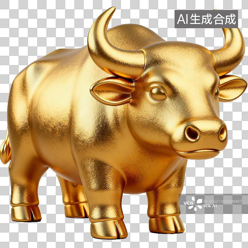 【AI数字艺术】十二生肖 金色公牛雕塑图片素材