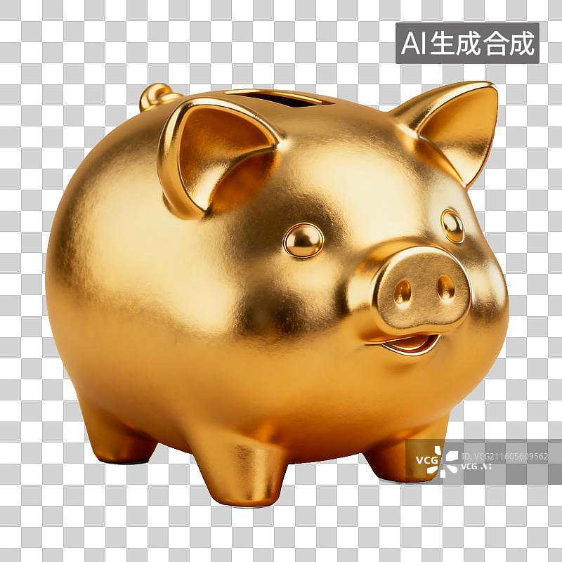 【AI数字艺术】十二生肖 金色猪形存钱罐图片素材