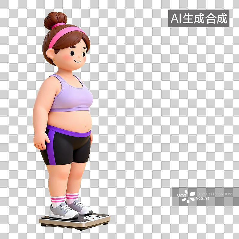 【AI数字艺术】体育运动 健身 女性站在体重秤上测量体重图片素材