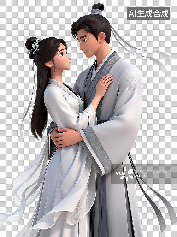 【AI数字艺术】牛郎织女情侣插画图片素材