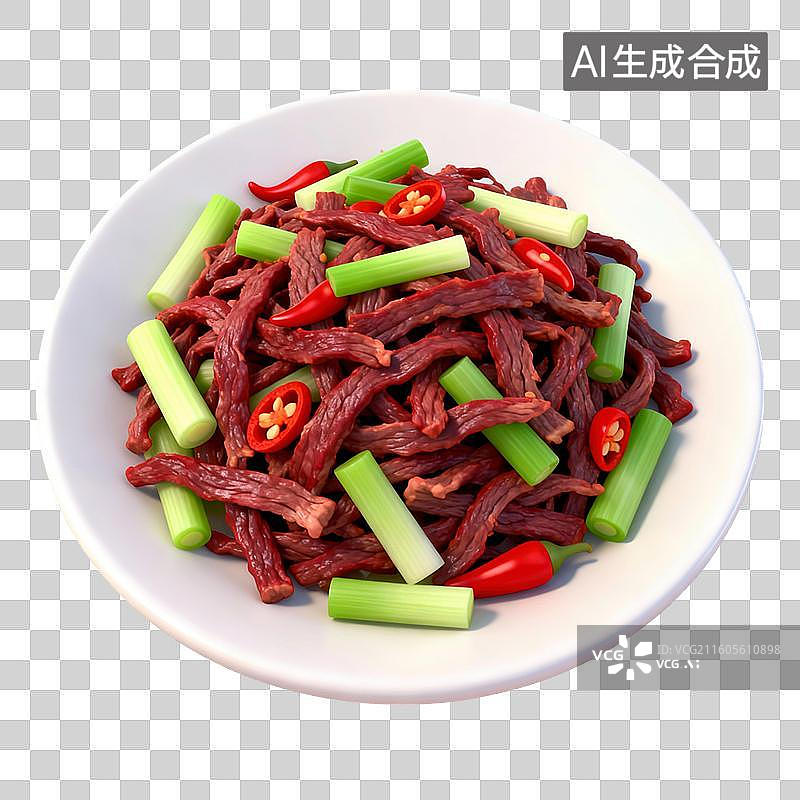 【AI数字艺术】小炒黄牛肉卡通插画图片素材