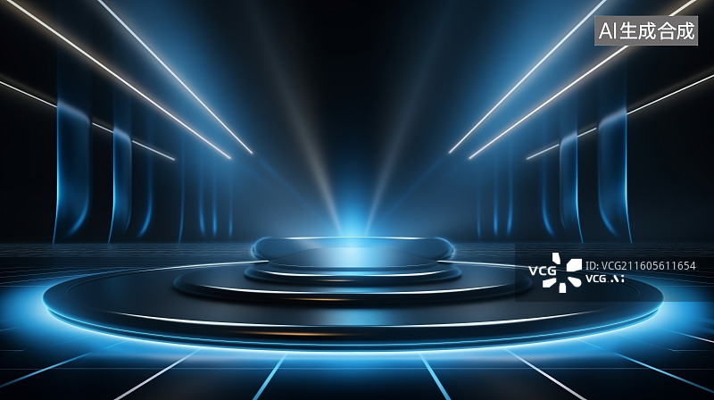 【AI数字艺术】蓝金线条企业年会颁奖典礼活动抽象背景图片素材