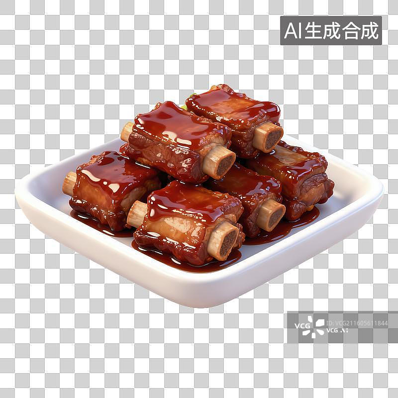 【AI数字艺术】糖醋排骨卡通插画图片素材