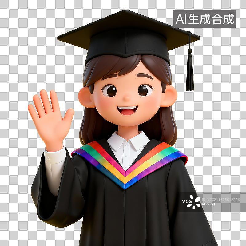 【AI数字艺术】教育主题 毕业生挥手致意图片素材