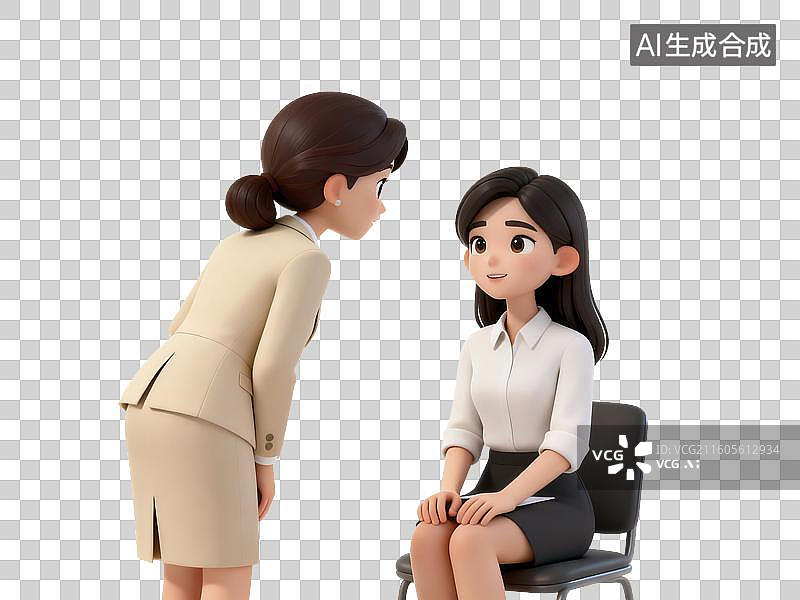 【AI数字艺术】面试讲解问答人物插画图片素材