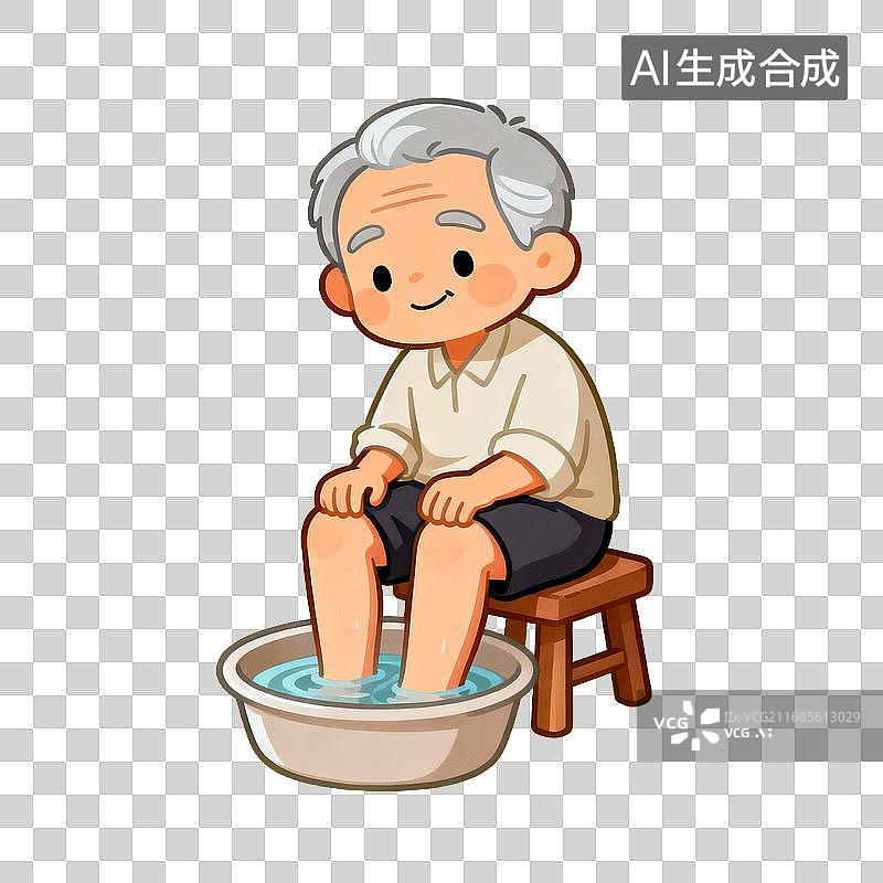 【AI数字艺术】医疗健康主题 老人泡脚休息图片素材