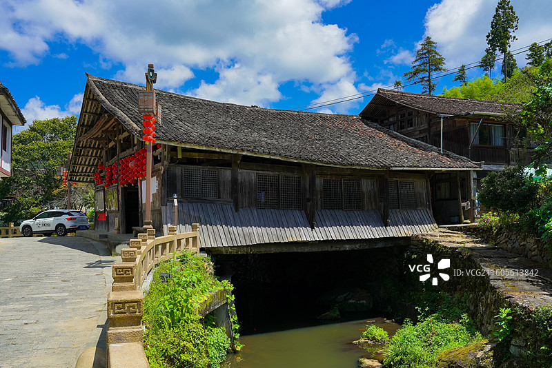 浙江省丽水市，景宁畲族自治县，大漈乡西一村，云中大漈，胡桥图片素材