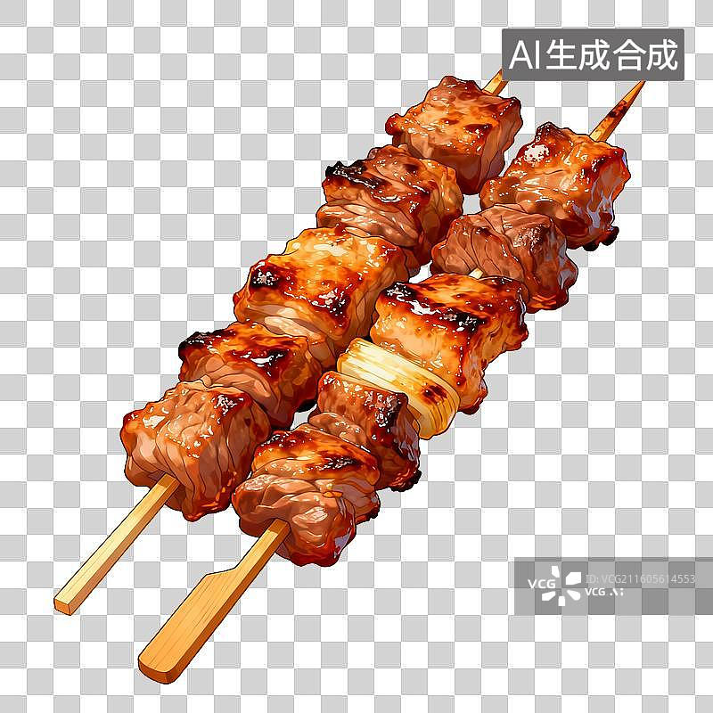 【AI数字艺术】美食 菜肴 烤肉串特写图片素材