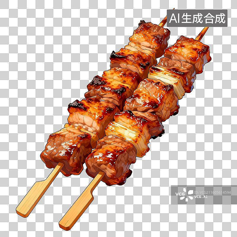 【AI数字艺术】美食 菜肴 烤肉串特写图片素材
