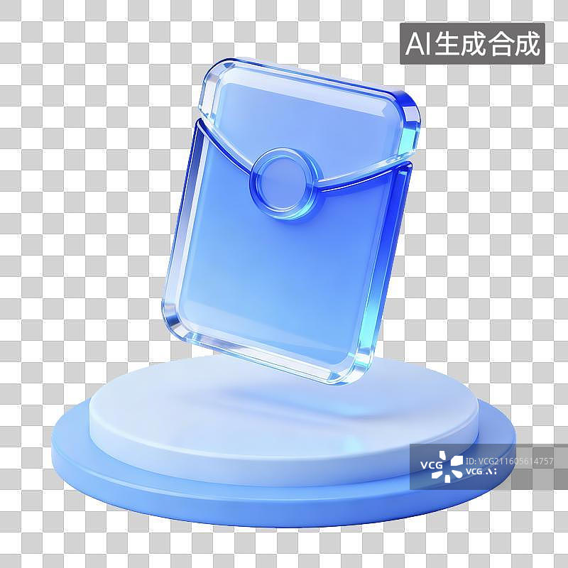 【AI数字艺术】蓝色玻璃材质的红包图标图片素材