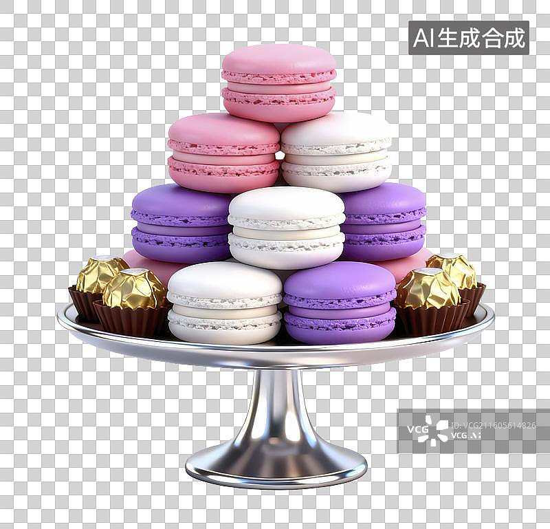 【AI数字艺术】托盘和马卡龙颜色的饼干元素图片素材