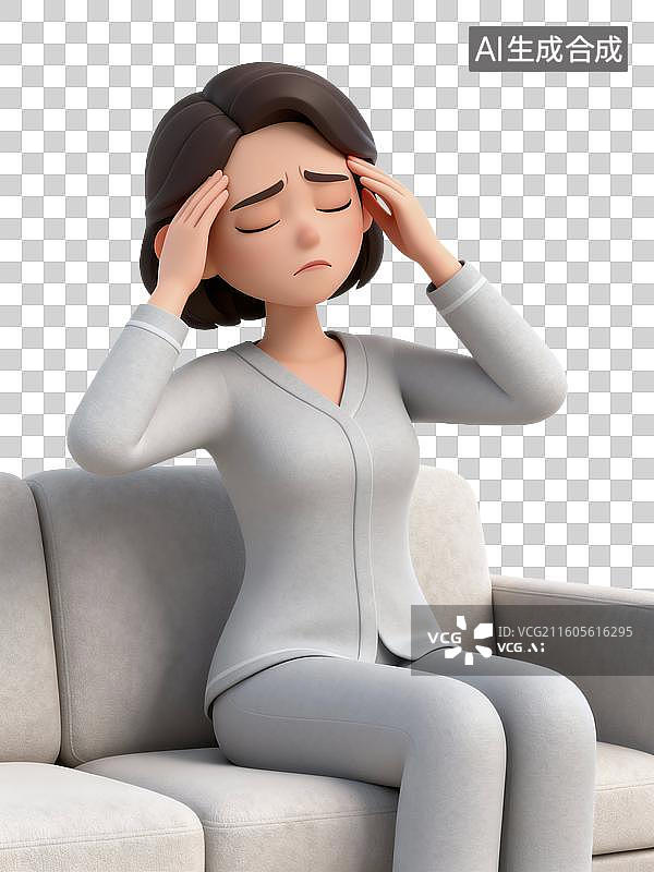 【AI数字艺术】生病的女人插画图片素材