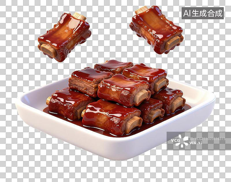【AI数字艺术】糖醋排骨插画图片素材