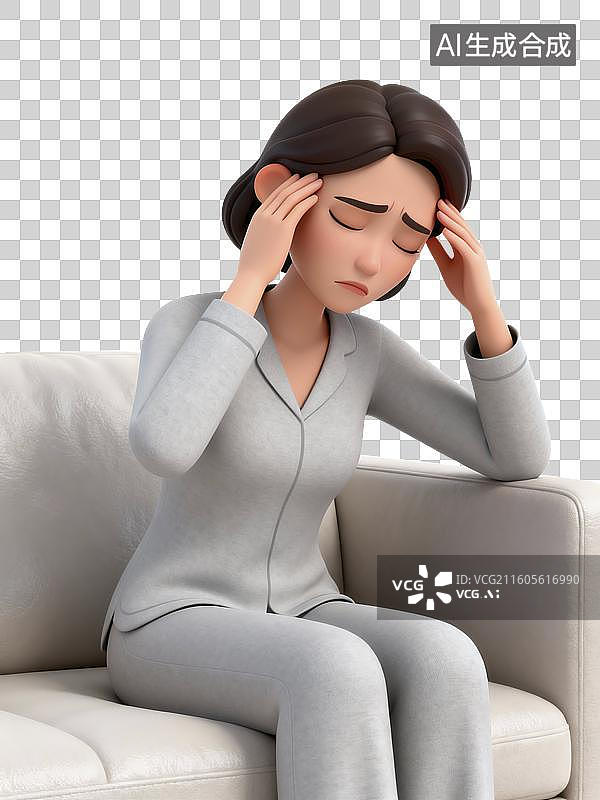【AI数字艺术】生病的女人插画图片素材