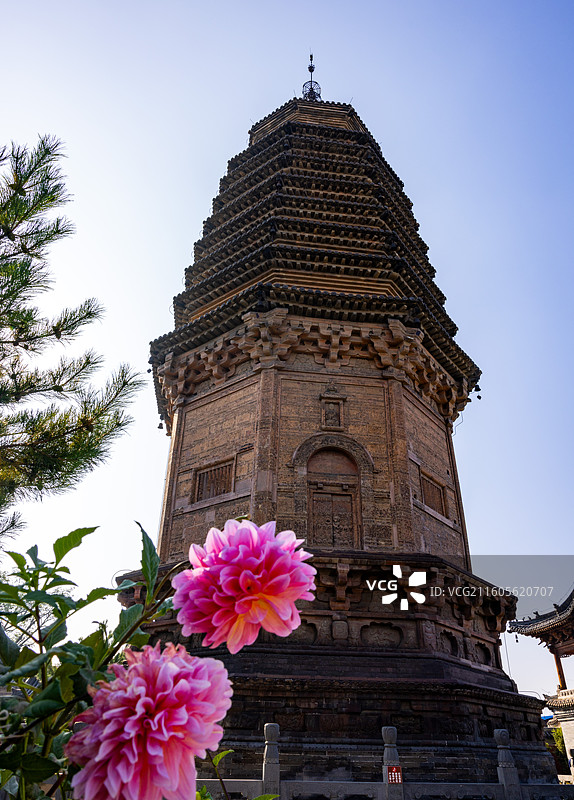 山西大同圆觉寺释迦舍利砖塔图片素材