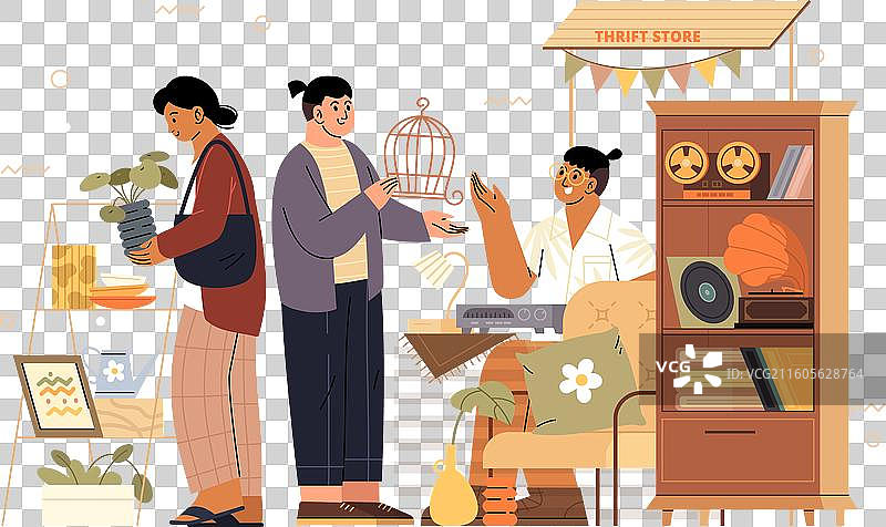 手绘的旧货店图片素材