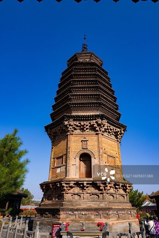 山西大同圆觉寺释迦舍利砖塔图片素材