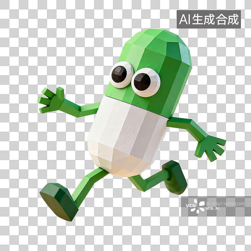 【AI数字艺术】3D渲染，粘土风格，可爱的卡通拟人胶囊，药丸，医院医疗医药安全，免抠元素图片素材