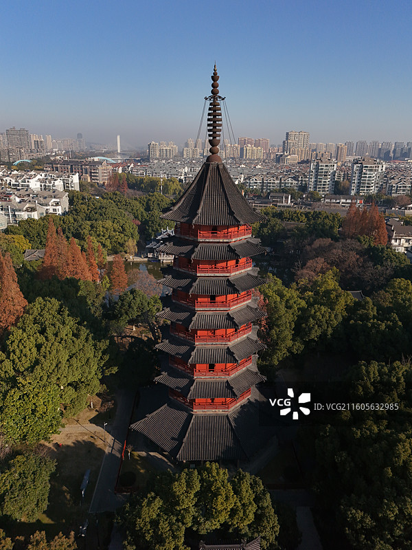 湖州飞英塔航拍图片素材