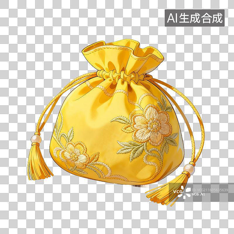 【AI数字艺术】中国风手绘插画，福袋，国风小物件，端午节香囊，艾草香包，荷包，七夕节，锦缎香包锦囊挂件，免抠元素图片素材