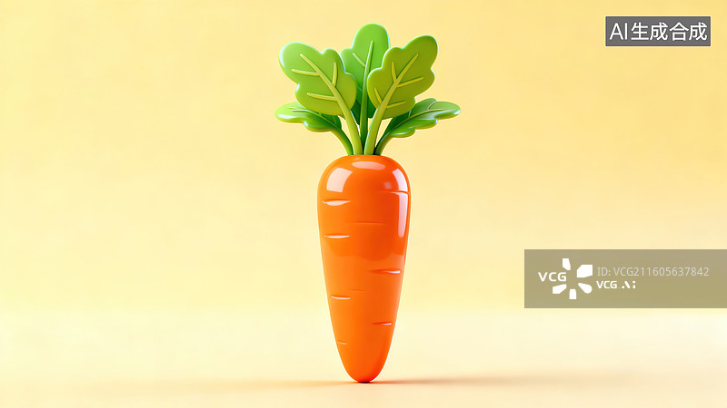 【AI数字艺术】可爱简约的橙绿卡通胡萝卜 3D 模型图片素材