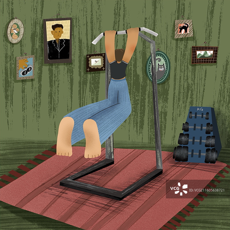 引体向上机/ pull-up machine/ 在健身房锻炼的人图片素材