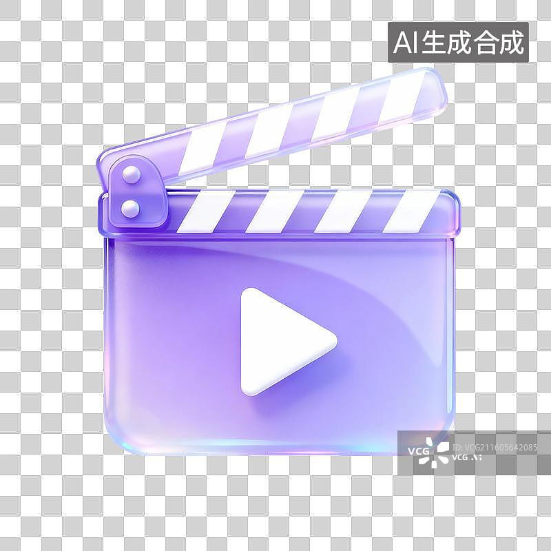 【AI数字艺术】3D卡通透明质感，电影场记板，电影拍板，影视，视频，传媒，免抠元素图片素材