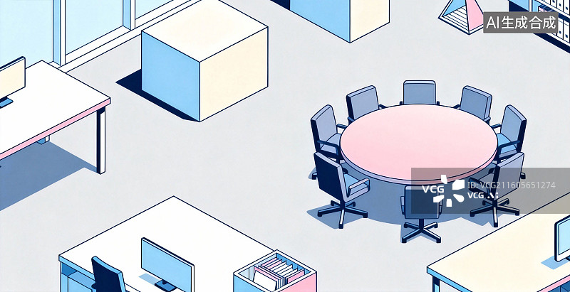 【AI数字艺术】现代办公室布局示意图图片素材