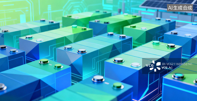 【AI数字艺术】新能源电池储能阵列图片素材