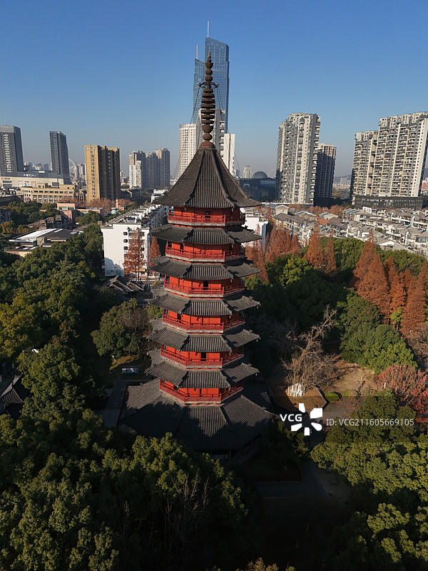 湖州飞英塔航拍图片素材