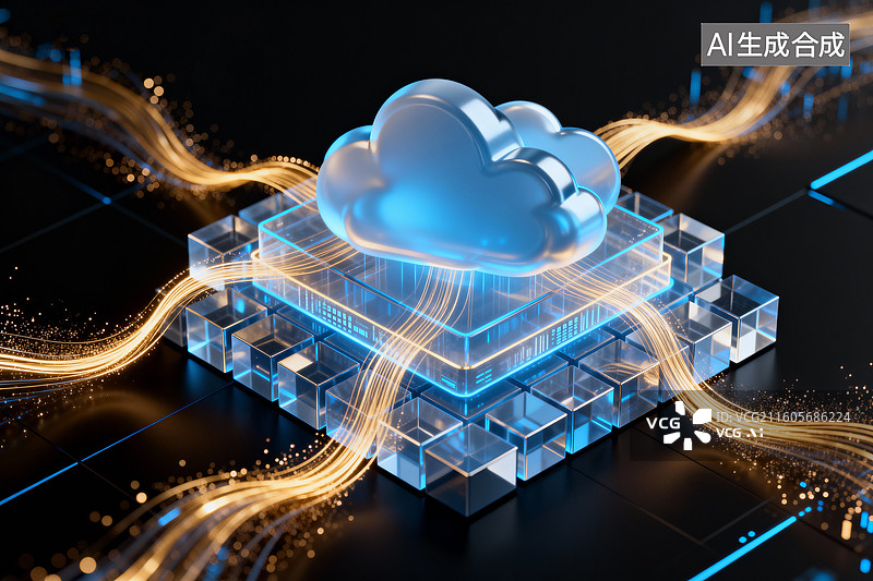 【AI数字艺术】云计算数据传输与网络连接图片素材