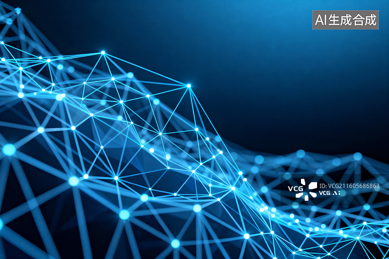【AI数字艺术】数字网络结构与连接节点图片素材