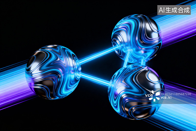 【AI数字艺术】量子纠缠的抽象可视化图片素材