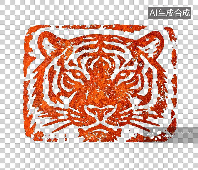 【AI数字艺术】虎头印 十二生肖  篆刻印章生肖肖形印图片素材