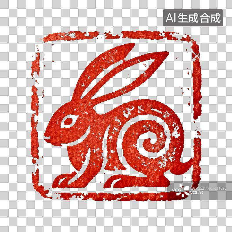 【AI数字艺术】兔印 十二生肖  篆刻印章生肖肖形印图片素材