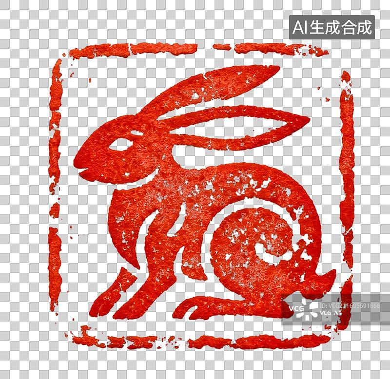 【AI数字艺术】兔印 十二生肖  篆刻印章生肖肖形印图片素材