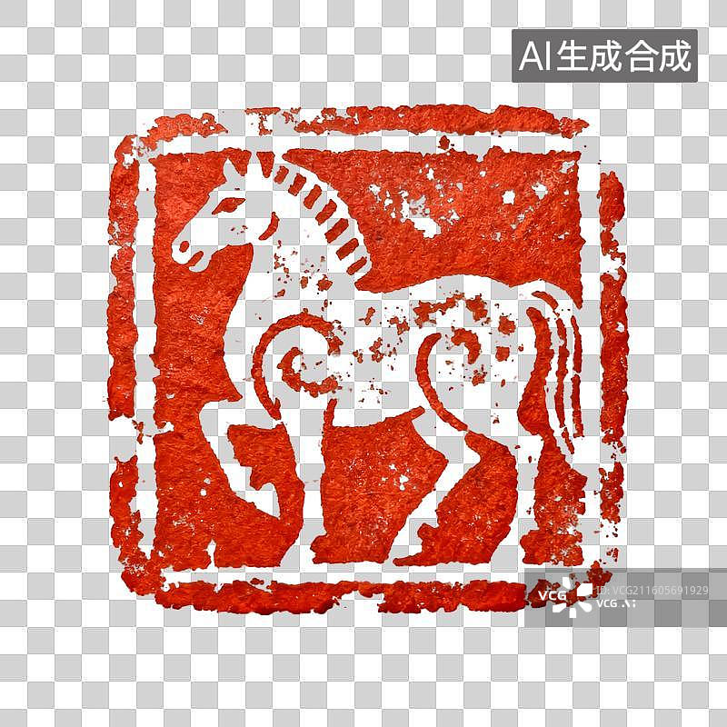 【AI数字艺术】马印 十二生肖  篆刻印章生肖肖形印图片素材