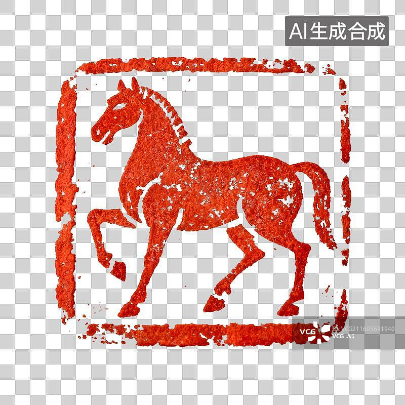 【AI数字艺术】马印 十二生肖  篆刻印章生肖肖形印图片素材