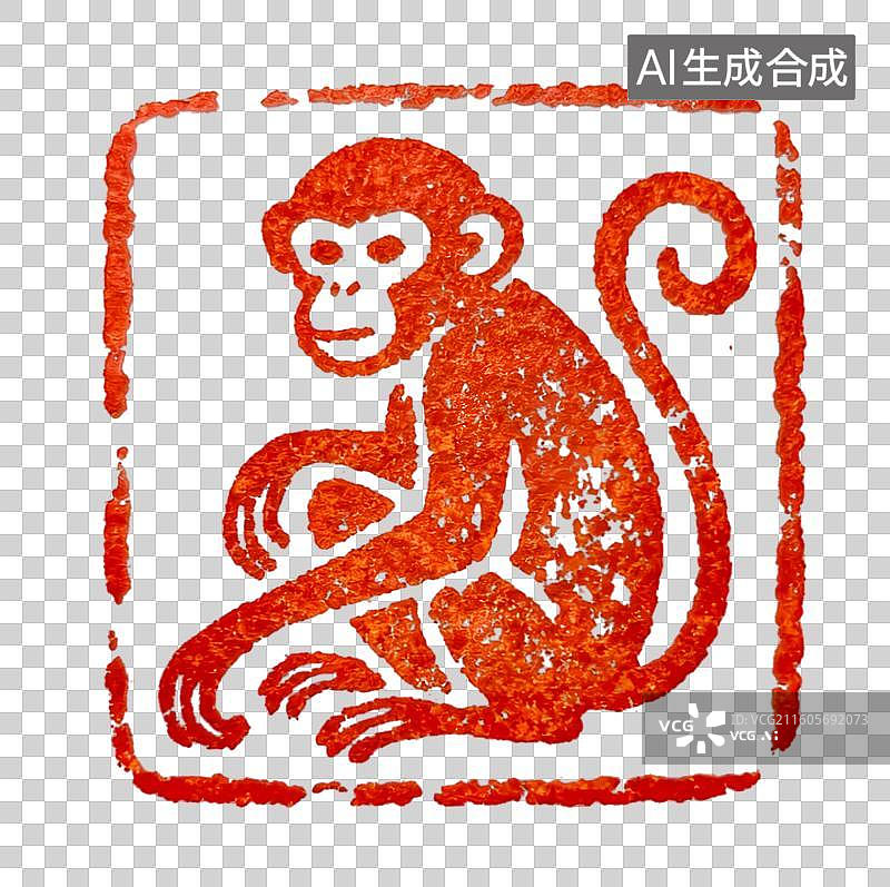 【AI数字艺术】猴印 十二生肖  篆刻印章生肖肖形印图片素材