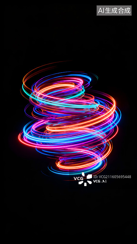 【AI数字艺术】彩色光轨螺旋旋转动态效果图片素材