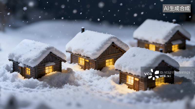 【AI数字艺术】被雪覆盖的房子图片素材