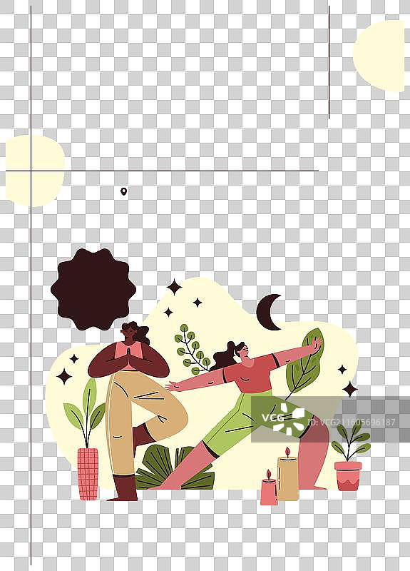 手绘瑜伽静修营海报模板图片素材