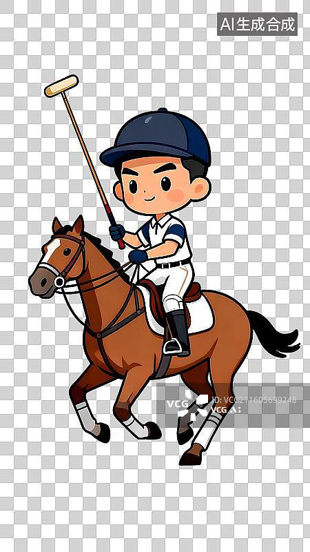 【AI数字艺术】卡通骑马击球运动场景图片素材